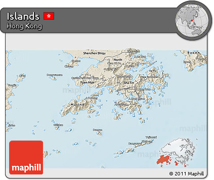 Shaded Relief 3D Map of Islands