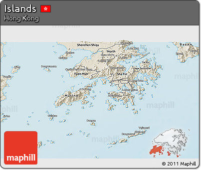 Shaded Relief 3D Map of Islands
