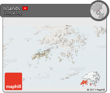 Shaded Relief 3D Map of Islands, lighten