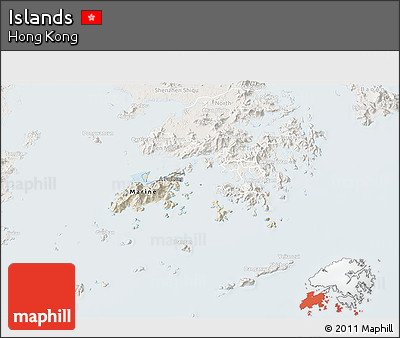 Shaded Relief 3D Map of Islands, lighten