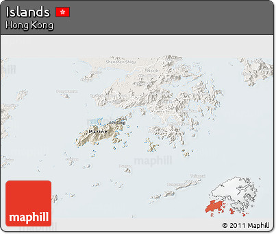 Shaded Relief 3D Map of Islands, lighten