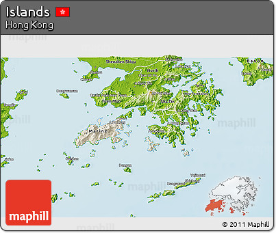 Shaded Relief 3D Map of Islands, physical outside