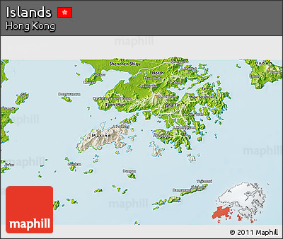 Shaded Relief 3D Map of Islands, physical outside