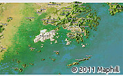 Shaded Relief 3D Map of Islands, satellite outside