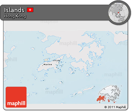 Shaded Relief 3D Map of Islands, single color outside