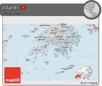 Silver Style 3D Map of Islands