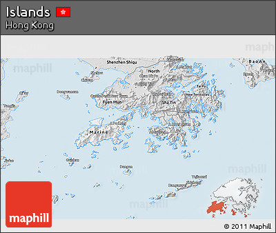 Silver Style 3D Map of Islands