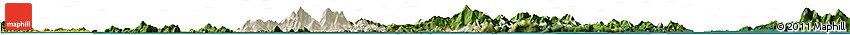 Shaded Relief Horizon Map of Islands, satellite outside
