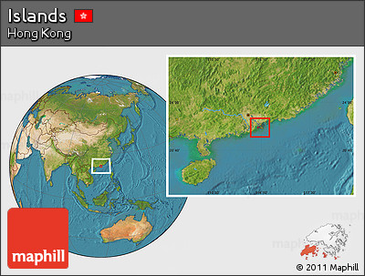 Satellite Location Map of Islands, within the entire country