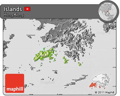 Physical Map of Islands, desaturated