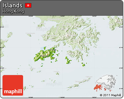 Physical Map of Islands, lighten
