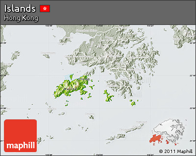 Physical Map of Islands, lighten, semi-desaturated