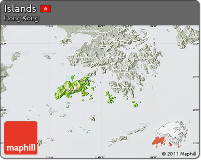 Physical Map of Islands, lighten, semi-desaturated