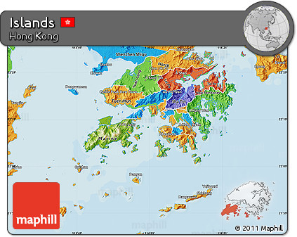 Physical Map of Islands, political outside