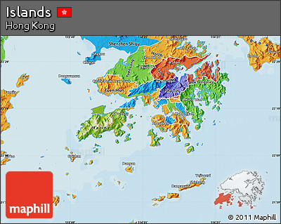 Physical Map of Islands, political outside