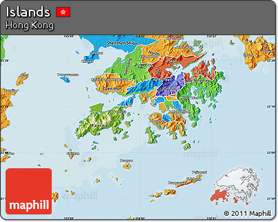 Physical Map of Islands, political outside