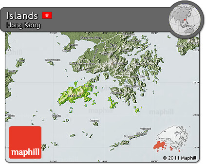 Physical Map of Islands, semi-desaturated