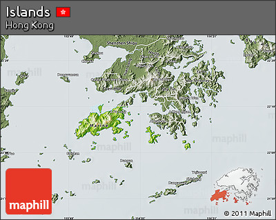 Physical Map of Islands, semi-desaturated