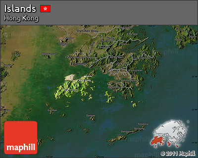 Satellite Map of Islands, darken