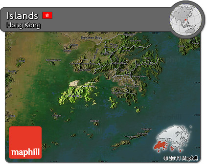 Satellite Map of Islands, darken