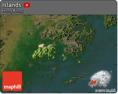Satellite Map of Islands, darken