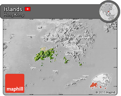 Satellite Map of Islands, lighten, desaturated