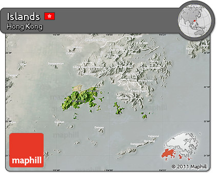 Satellite Map of Islands, lighten, semi-desaturated