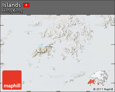 Shaded Relief Map of Islands, lighten, semi-desaturated