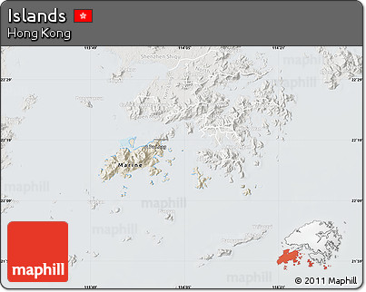 Shaded Relief Map of Islands, lighten, semi-desaturated
