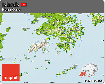 Shaded Relief Map of Islands, physical outside