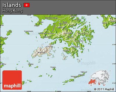 Shaded Relief Map of Islands, physical outside