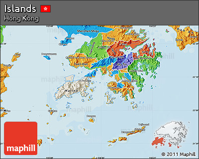 Shaded Relief Map of Islands, political outside