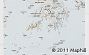Shaded Relief Map of Islands, semi-desaturated