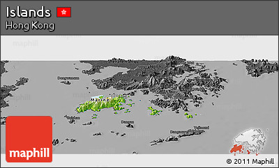 Physical Panoramic Map of Islands, darken, desaturated
