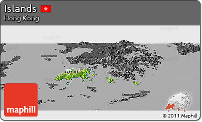 Physical Panoramic Map of Islands, darken, desaturated