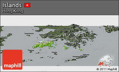 Physical Panoramic Map of Islands, darken, semi-desaturated