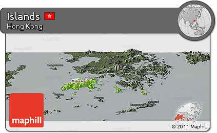 Physical Panoramic Map of Islands, darken, semi-desaturated