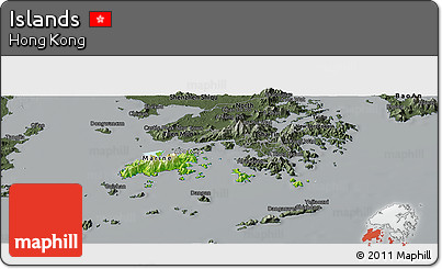 Physical Panoramic Map of Islands, darken, semi-desaturated
