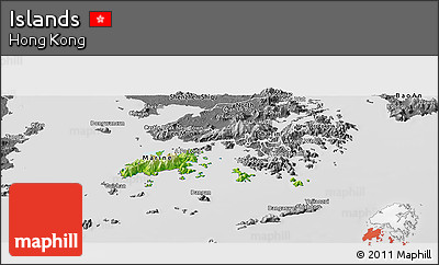 Physical Panoramic Map of Islands, desaturated