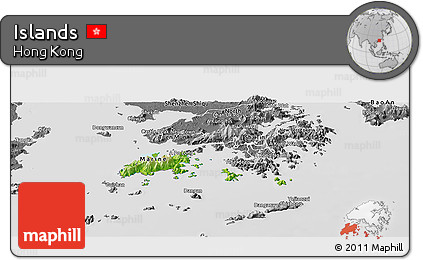 Physical Panoramic Map of Islands, desaturated