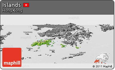 Physical Panoramic Map of Islands, desaturated