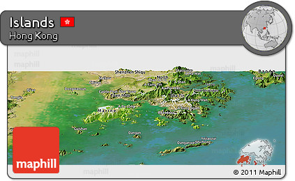 Physical Panoramic Map of Islands, satellite outside