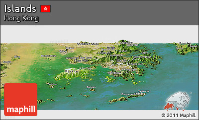 Physical Panoramic Map of Islands, satellite outside