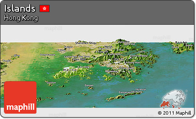 Physical Panoramic Map of Islands, satellite outside