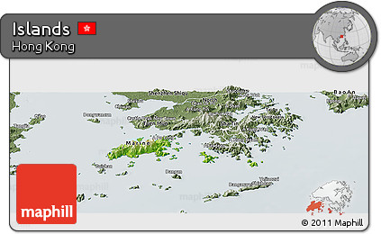 Physical Panoramic Map of Islands, semi-desaturated