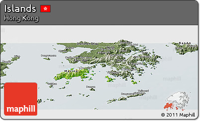 Physical Panoramic Map of Islands, semi-desaturated
