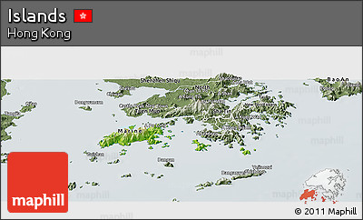 Physical Panoramic Map of Islands, semi-desaturated