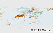 Political Panoramic Map of Islands, lighten