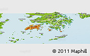 Political Panoramic Map of Islands, physical outside
