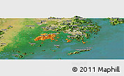 Political Panoramic Map of Islands, satellite outside